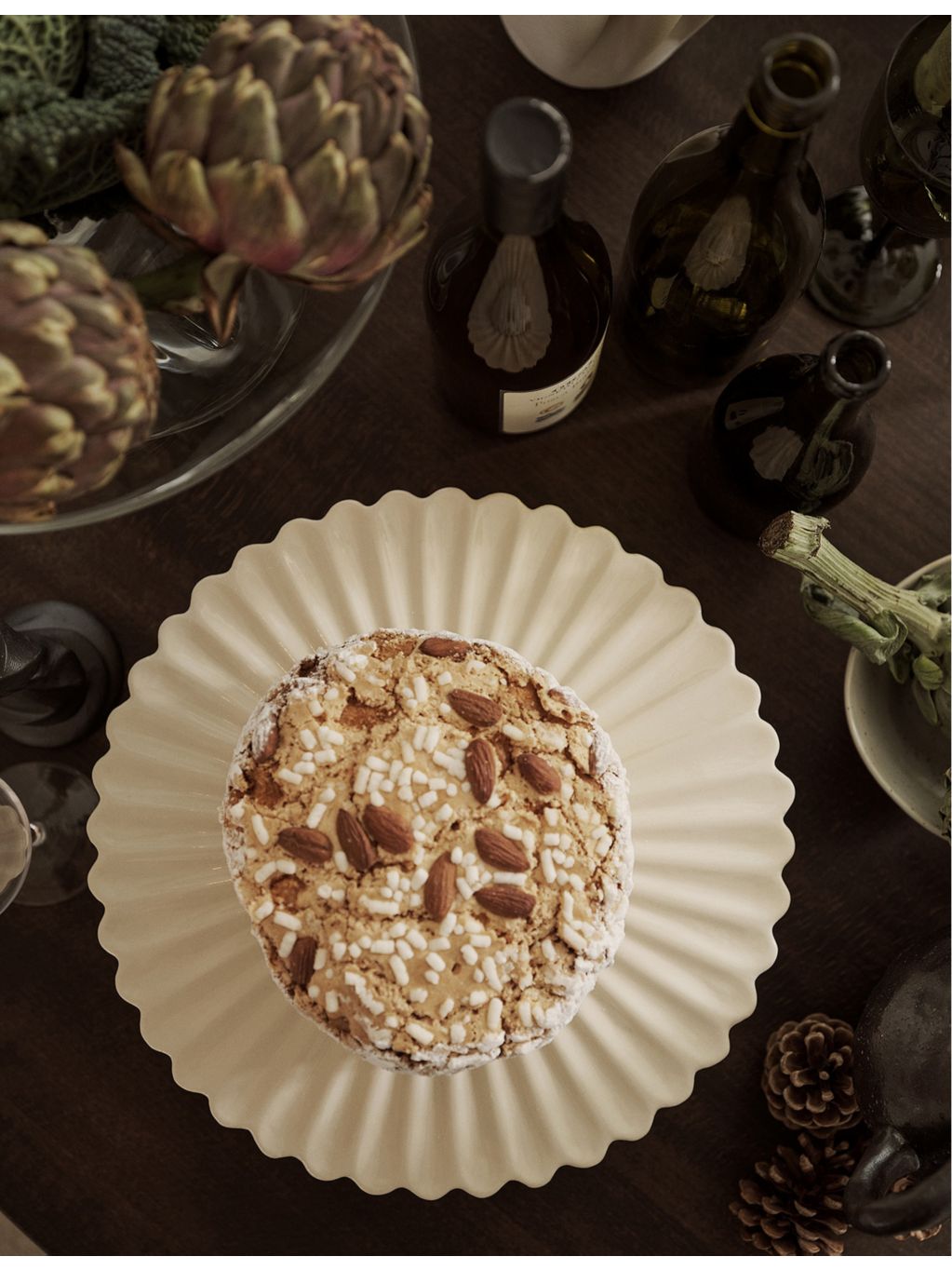 ferm LIVING scalloped stoneware cake stand 31cm - British product