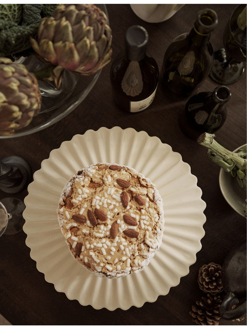ferm LIVING scalloped stoneware cake stand 31cm - British product