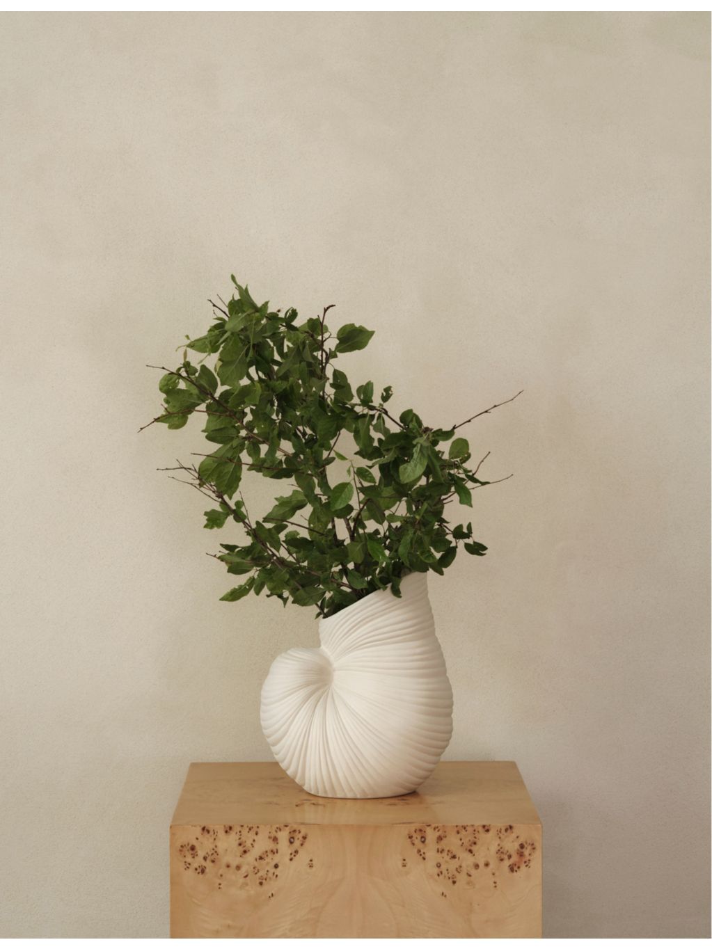 Ferm LIVING shell organic-shape stoneware vase 26.5cm (British brand)