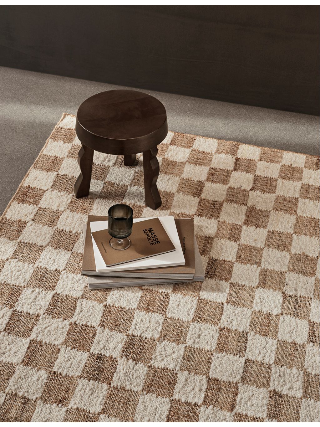 ferm LIVING check-pattern rug 200cm x 300cm, imported from the UK