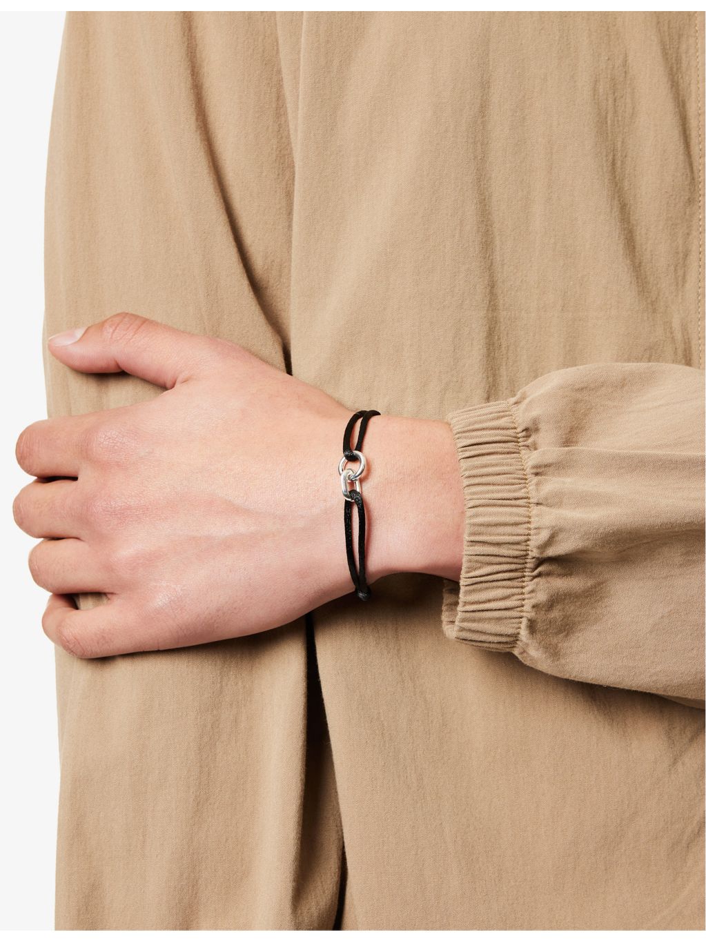 Element 925 sterling silver bracelet with silk cord, imported from the UK