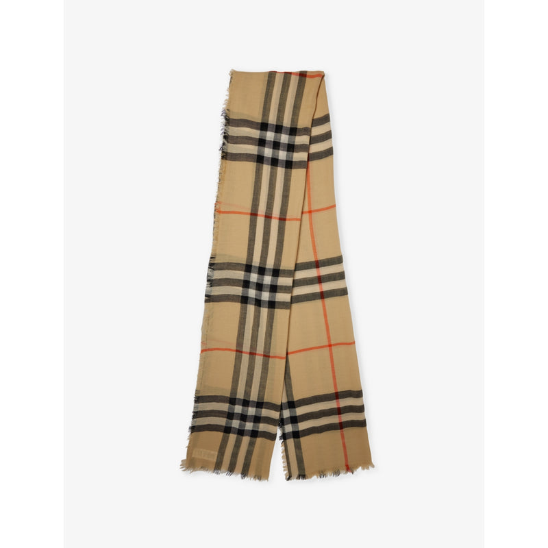 Burberry lightweight check print wool and silk scarf 220cm - British product