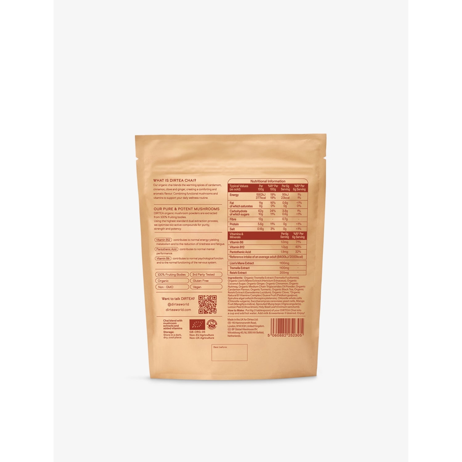 DIRTEA Chai 180g organic mushroom blend, UK version
