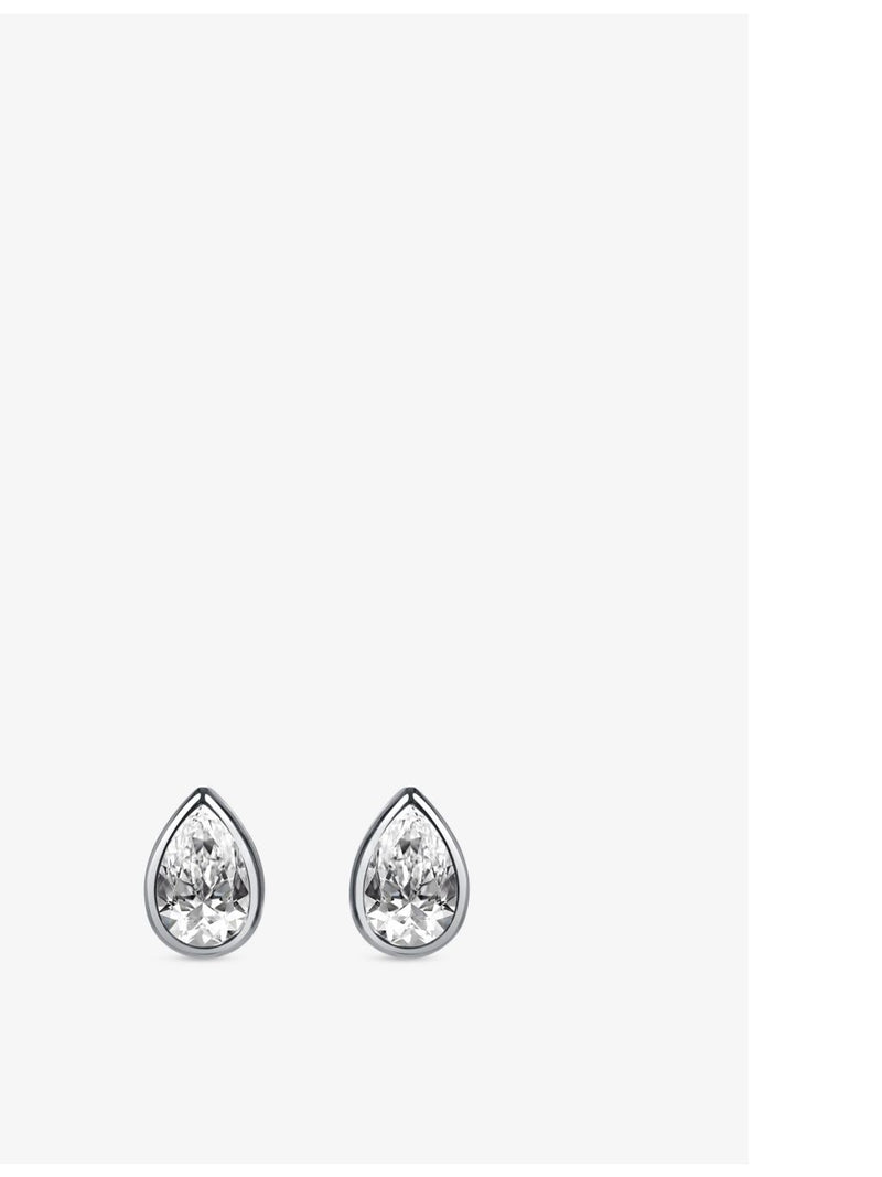 CARAT London 925 sterling silver cubic zirconia pear stud earrings (British brand)