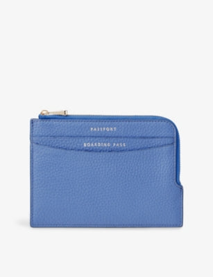 Aspinal of London grained leather travel wallet with zip closure, UK version