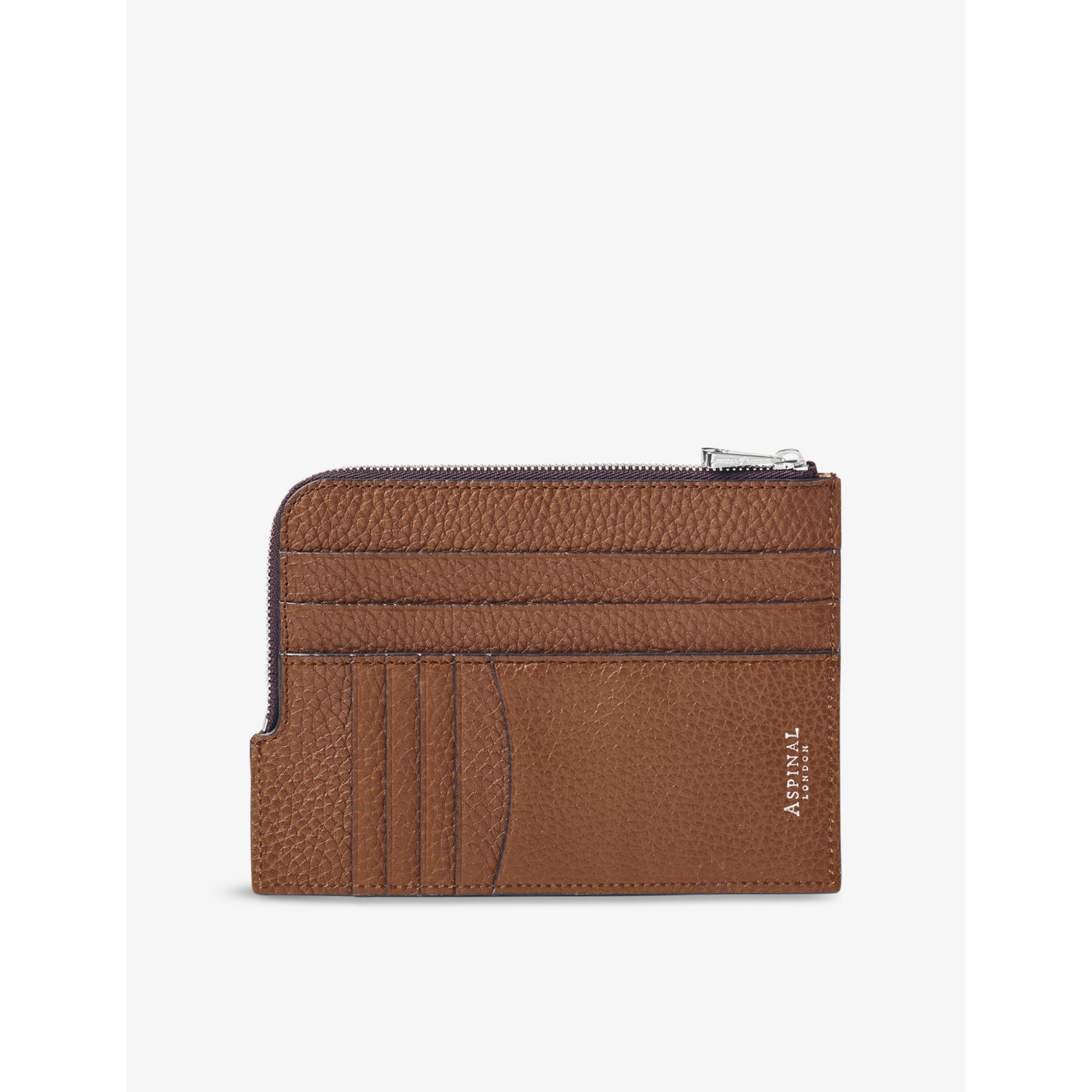 Aspinal of London grained leather travel wallet with zip closure, UK version