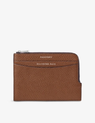 Aspinal of London grained leather travel wallet with zip closure, UK version