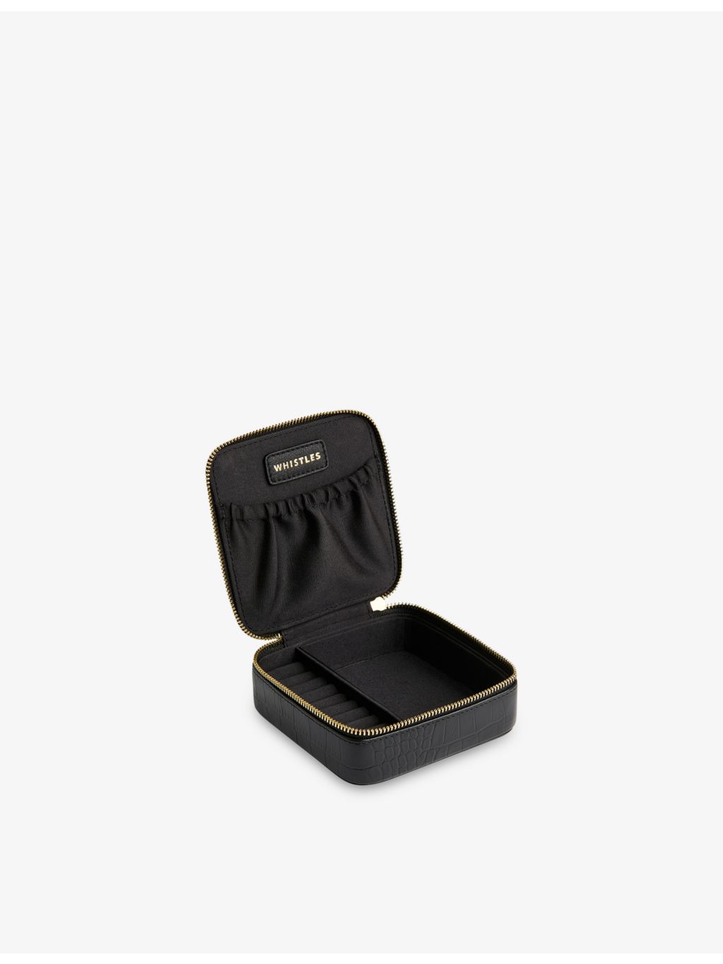 Whistles leather jewellery box croc-embossed 11cm, imported from the UK