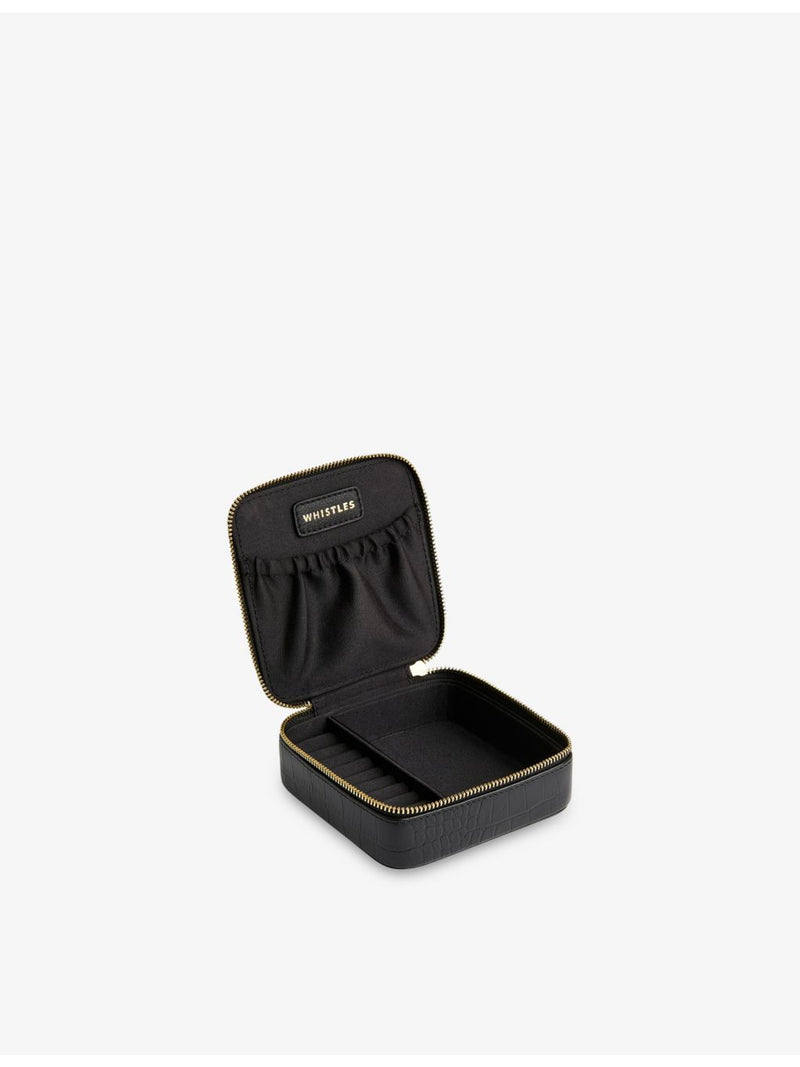Whistles leather jewellery box croc-embossed 11cm, imported from the UK