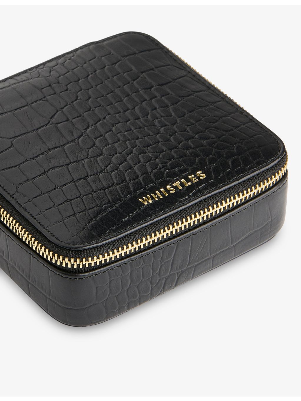 Whistles leather jewellery box croc-embossed 11cm, imported from the UK