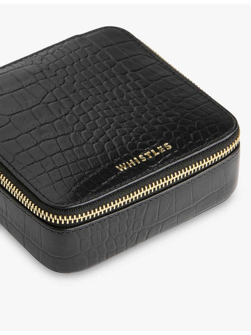 Whistles leather jewellery box croc-embossed 11cm, imported from the UK