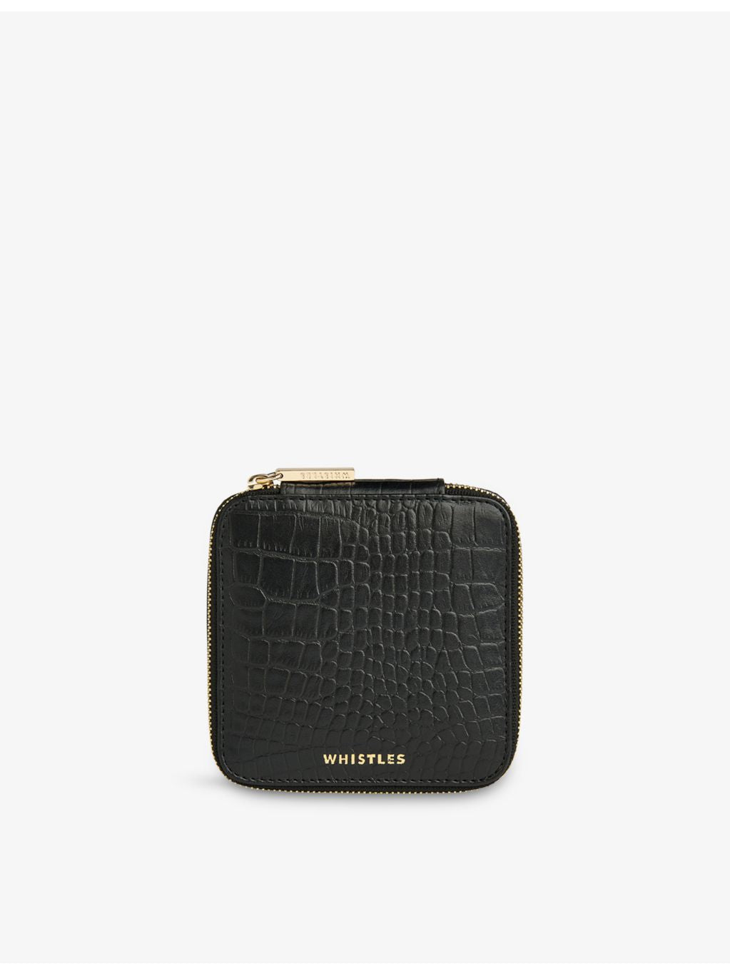 Whistles leather jewellery box croc-embossed 11cm, imported from the UK