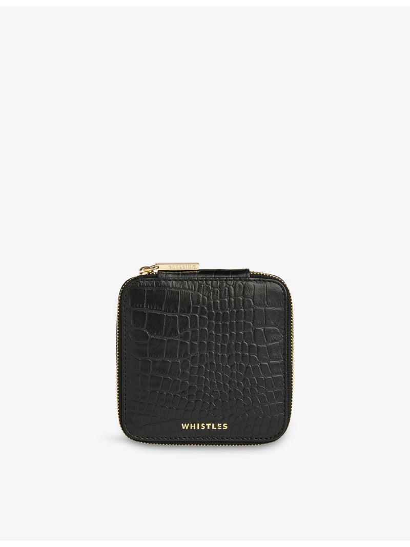 Whistles leather jewellery box croc-embossed 11cm, imported from the UK