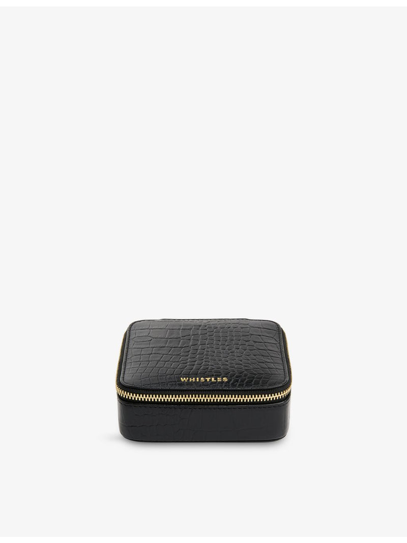 Whistles leather jewellery box croc-embossed 11cm, imported from the UK