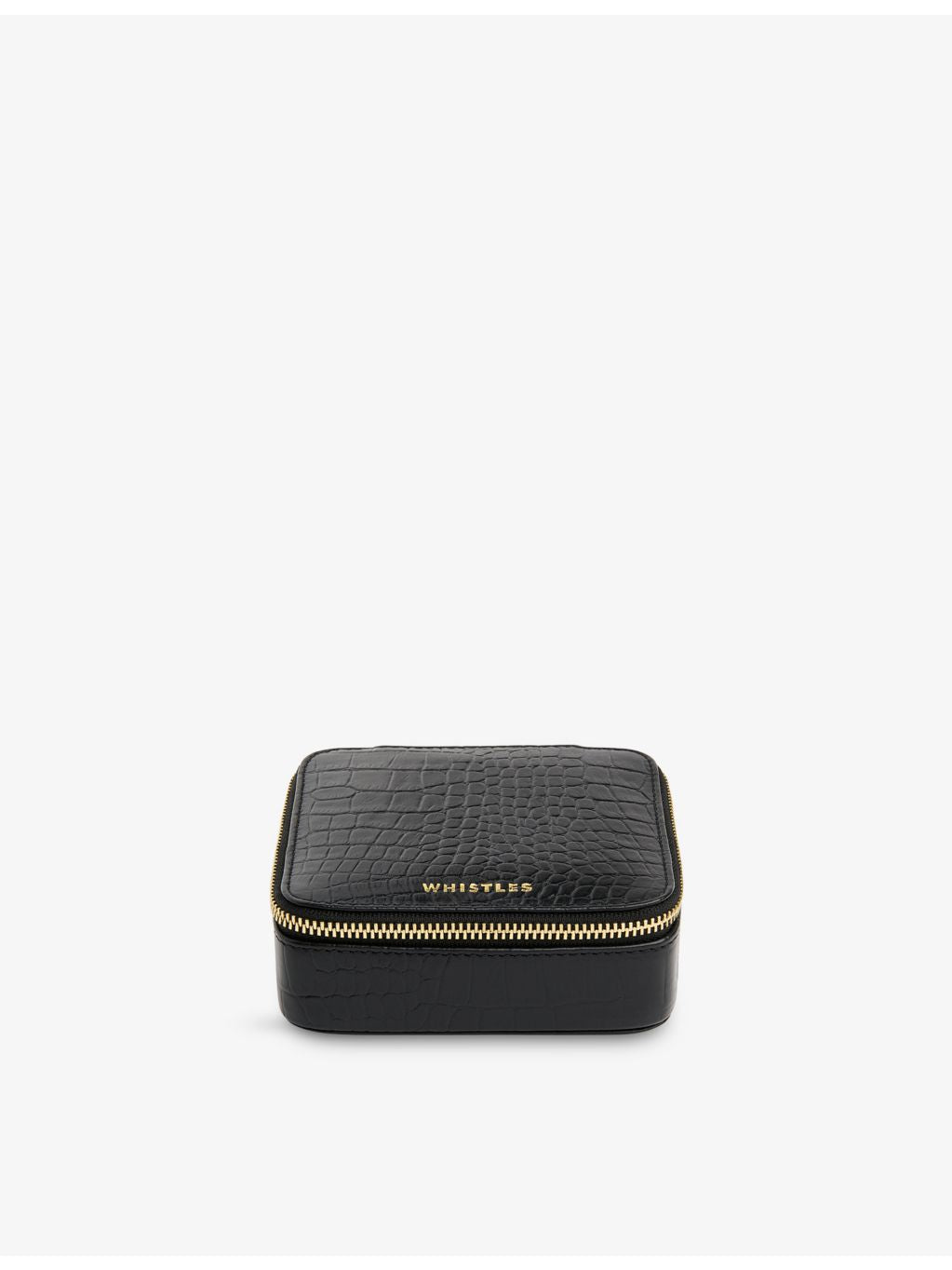 Whistles leather jewellery box croc-embossed 11cm, imported from the UK