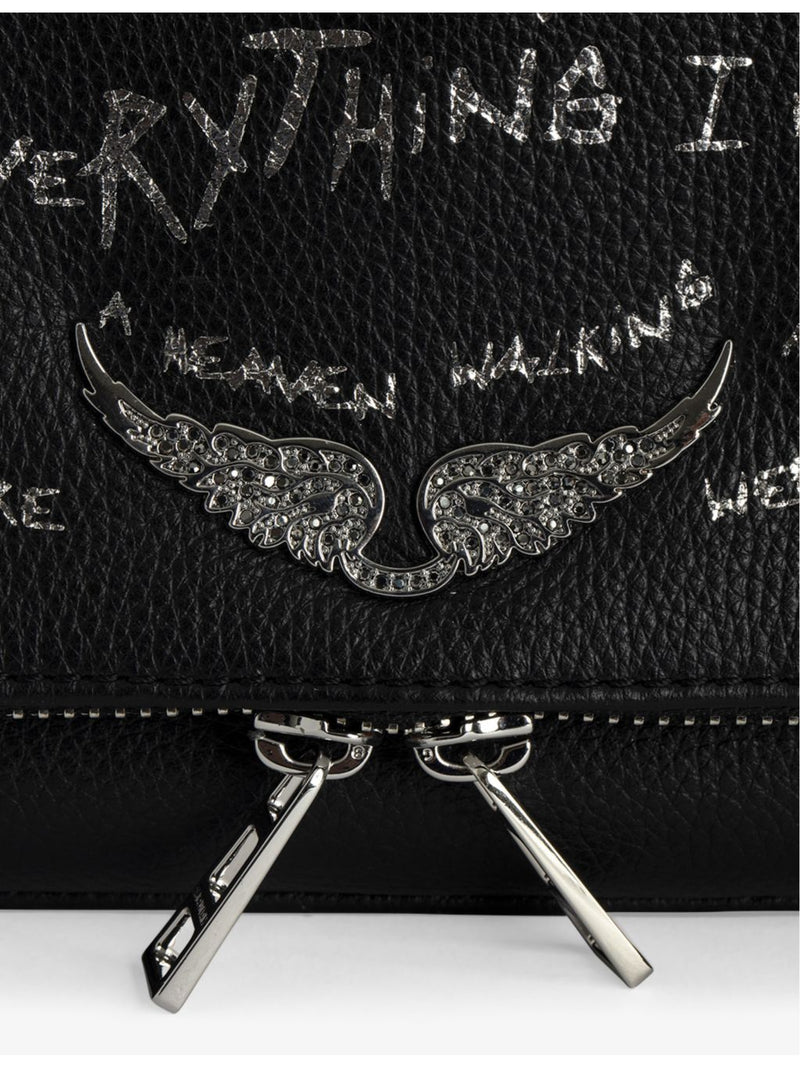Zadig&Voltaire Rock Graffiti leather clutch 13x27cm, UK version