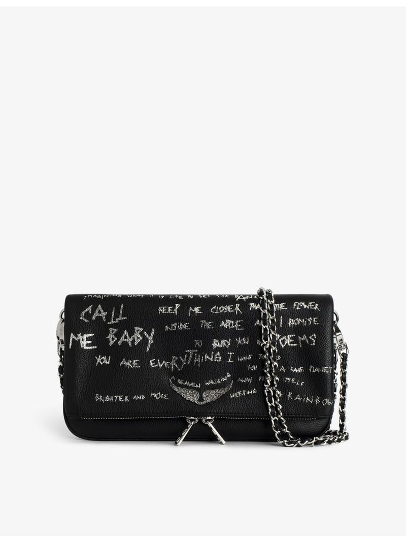 Zadig&Voltaire Rock Graffiti leather clutch 13x27cm, UK version