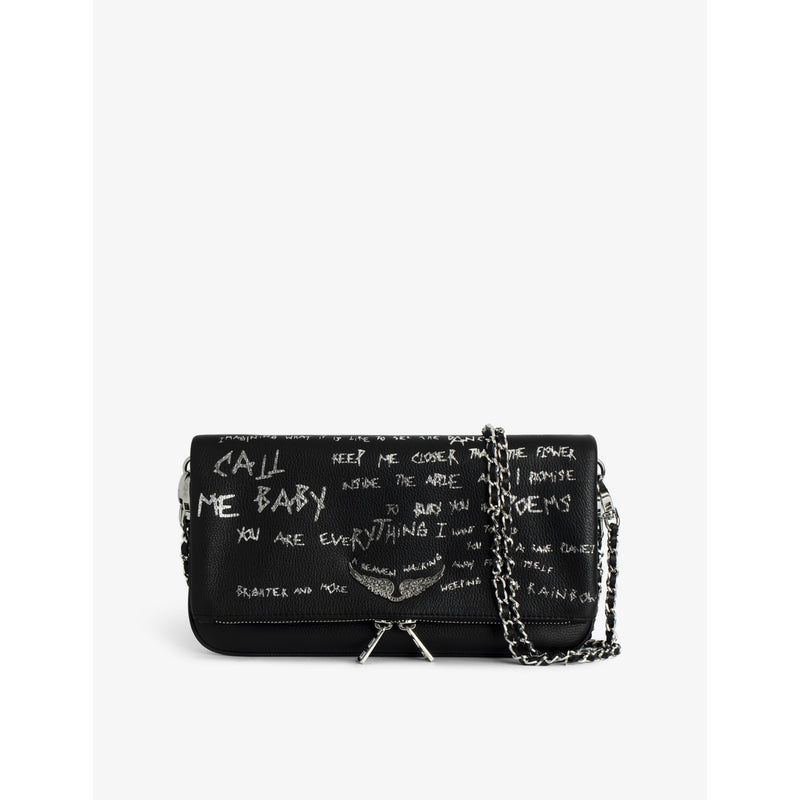 Zadig&Voltaire Rock Graffiti leather clutch 13x27cm, UK version