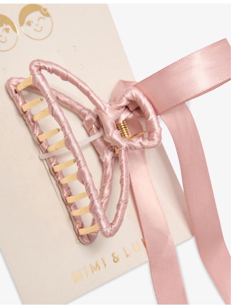 Mimi & Lula satin claw clip with ribbon bow 8cm, UK version
