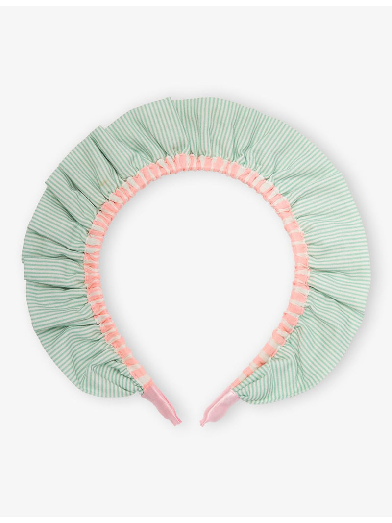 Mimi & Lula stripe-print ruffle-trim woven headband - British product