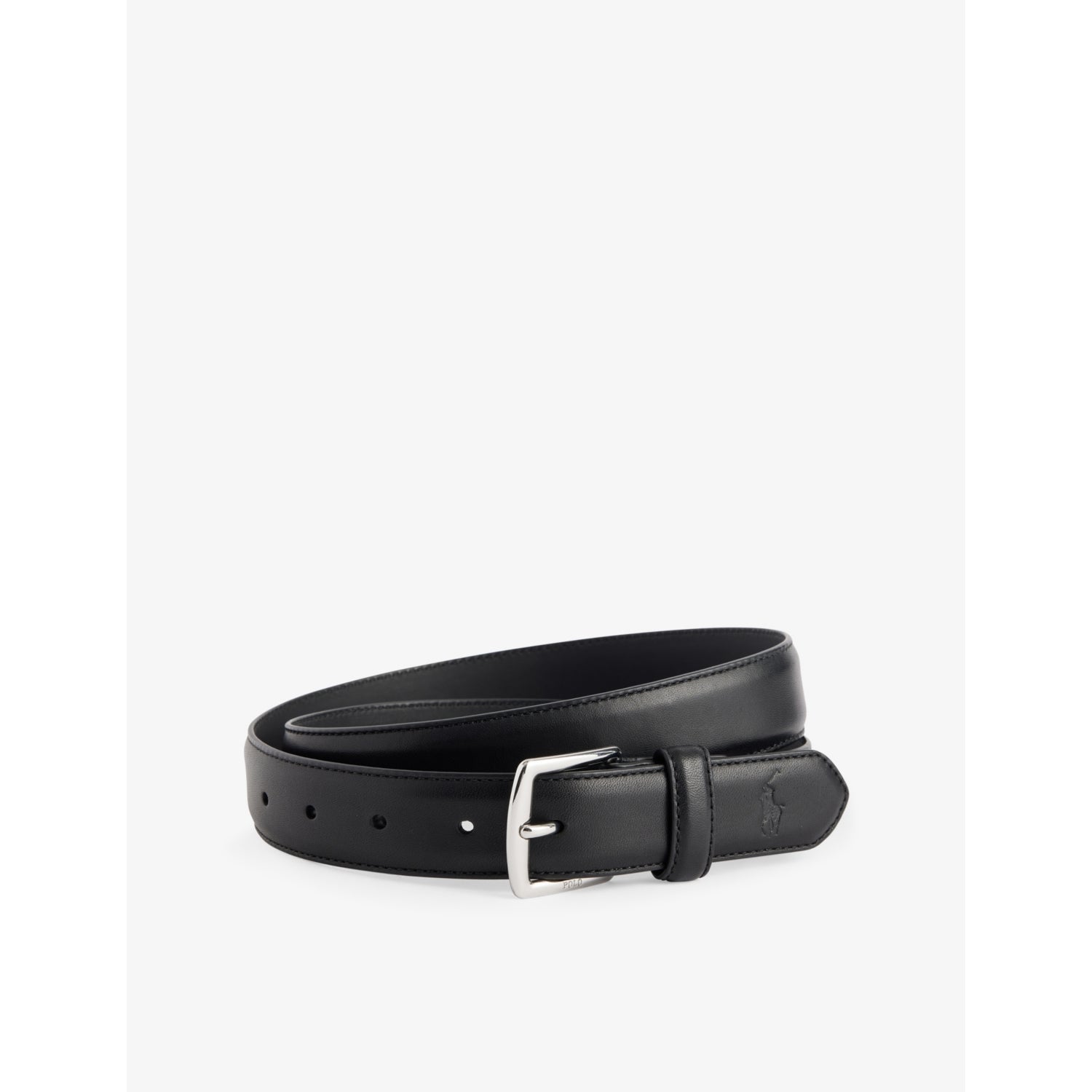 Engraved-Buckle Foiled-Branding Leather Belt - 32
