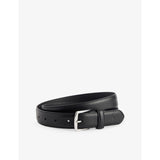 Engraved-Buckle Foiled-Branding Leather Belt - 32