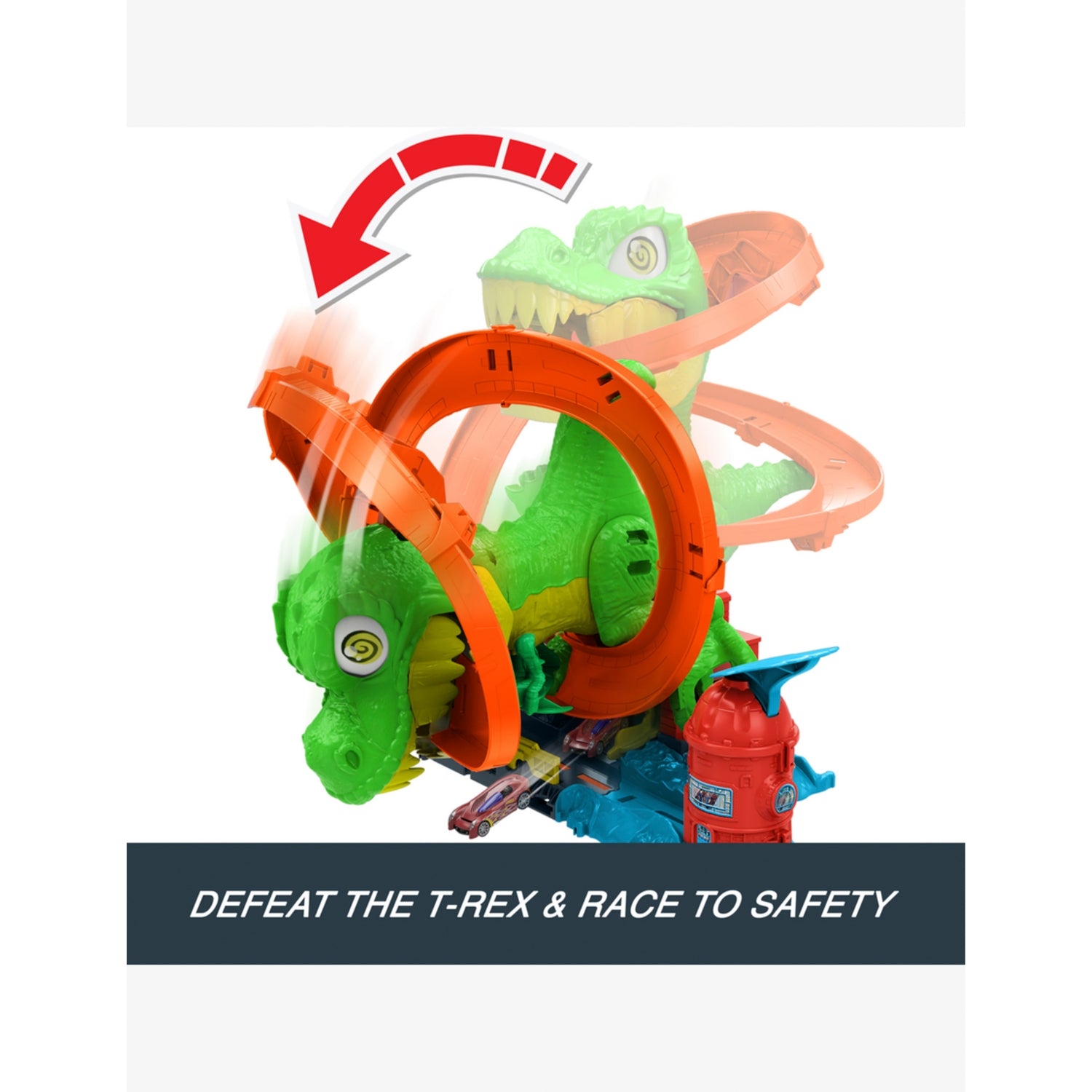 Hot Wheels T-Rex Blaze Battle playset and car toy 36cm (British brand)