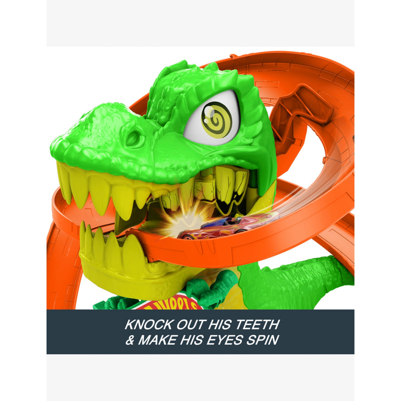 Hot Wheels T-Rex Blaze Battle playset and car toy 36cm (British brand)
