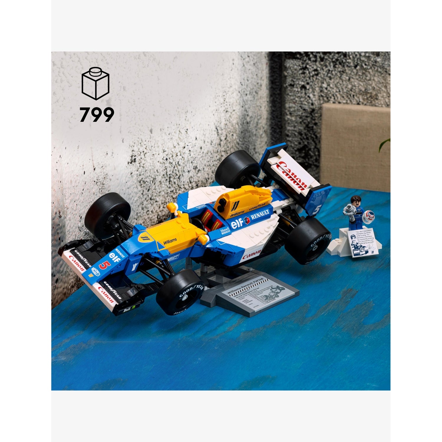 LEGO Icons Williams FW14B car playset with Nigel Mansell minifigure (British brand)
