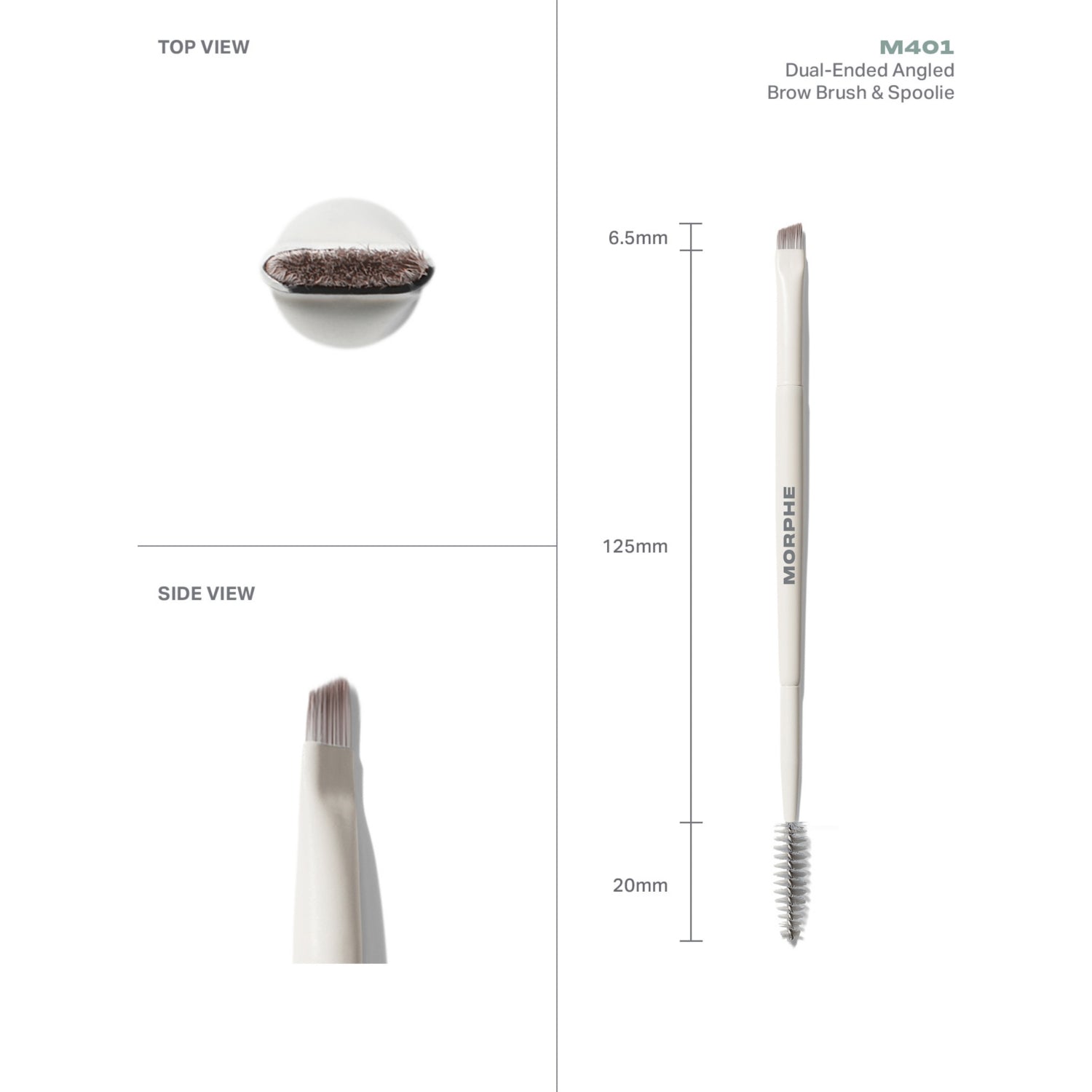 Morphe dual-ended angled brow brush and spoolie, UK version