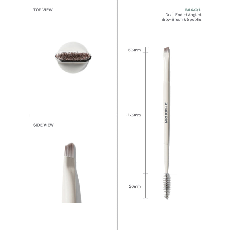 Morphe dual-ended angled brow brush and spoolie, UK version