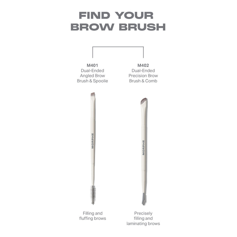 Morphe dual-ended angled brow brush and spoolie, UK version