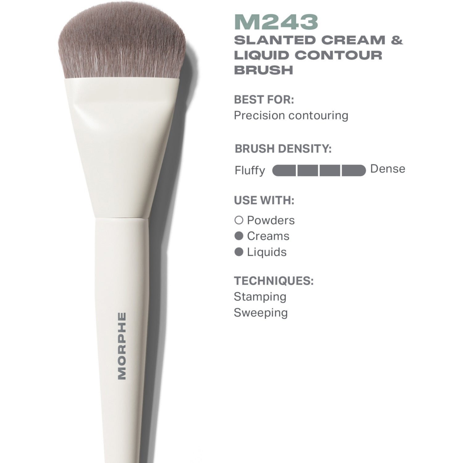 Morphe M243 slanted cream and liquid contour brush, imported from the UK