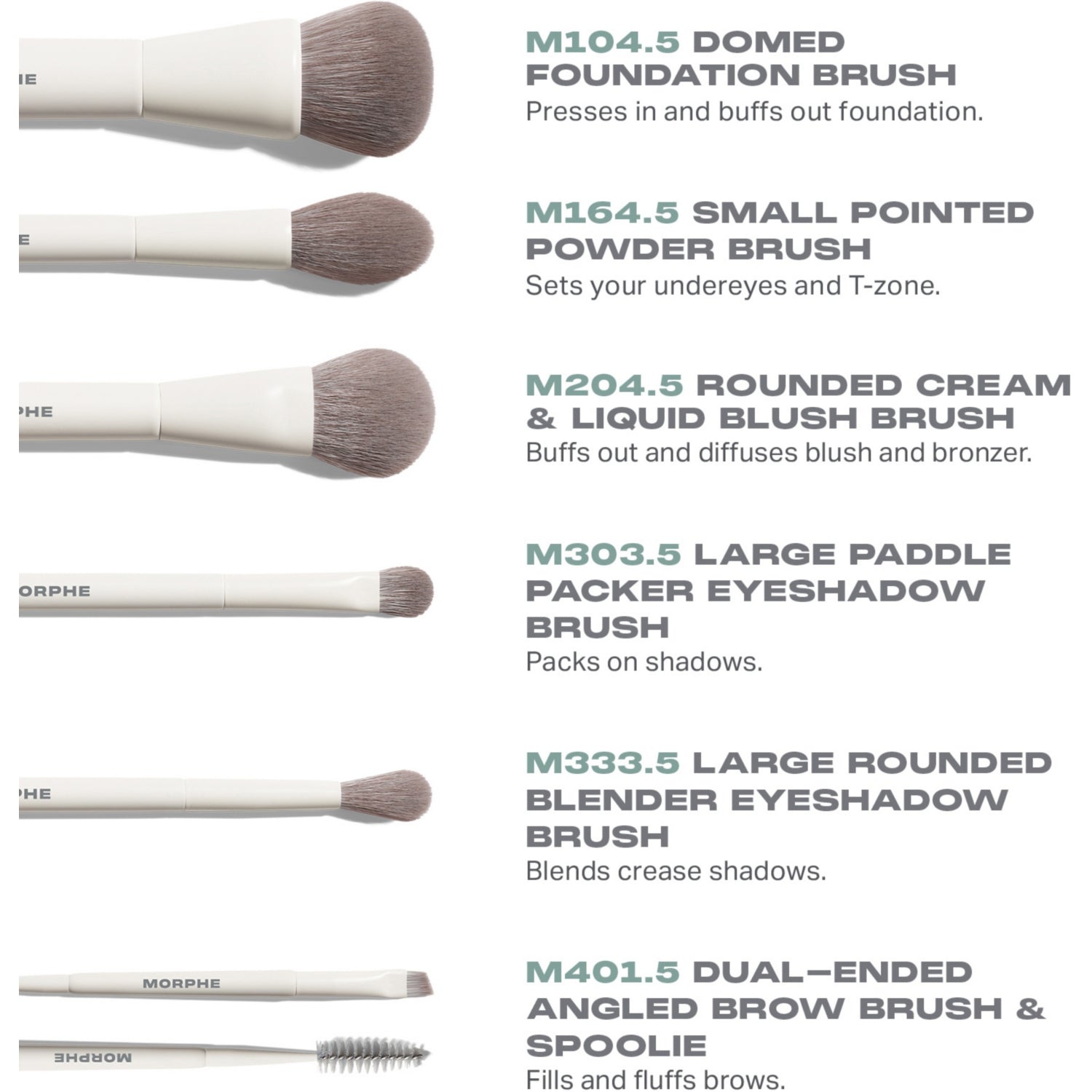 Morphe Along For Glide 6-piece travel brush set, UK version