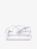 Yves Delorme Athena Celeste Bourdon-Stitch Pima Cotton Duvet Cover