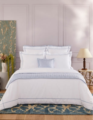 Yves Delorme Athena Celeste Cotton Flat Sheet