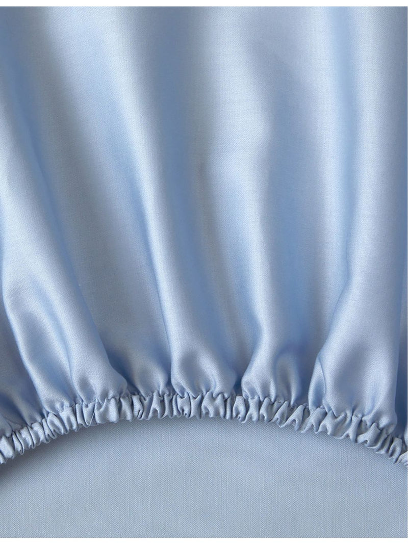 Yves Delorme Triomphe Celeste cotton fitted sheet, UK version