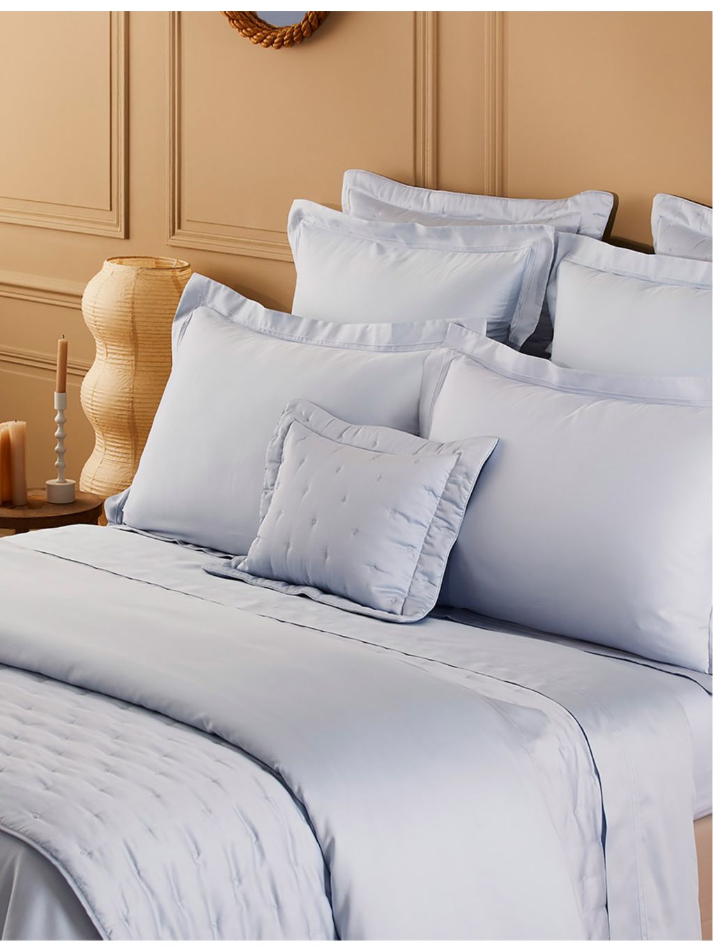Yves Delorme Triomphe Celeste cotton fitted sheet, UK version