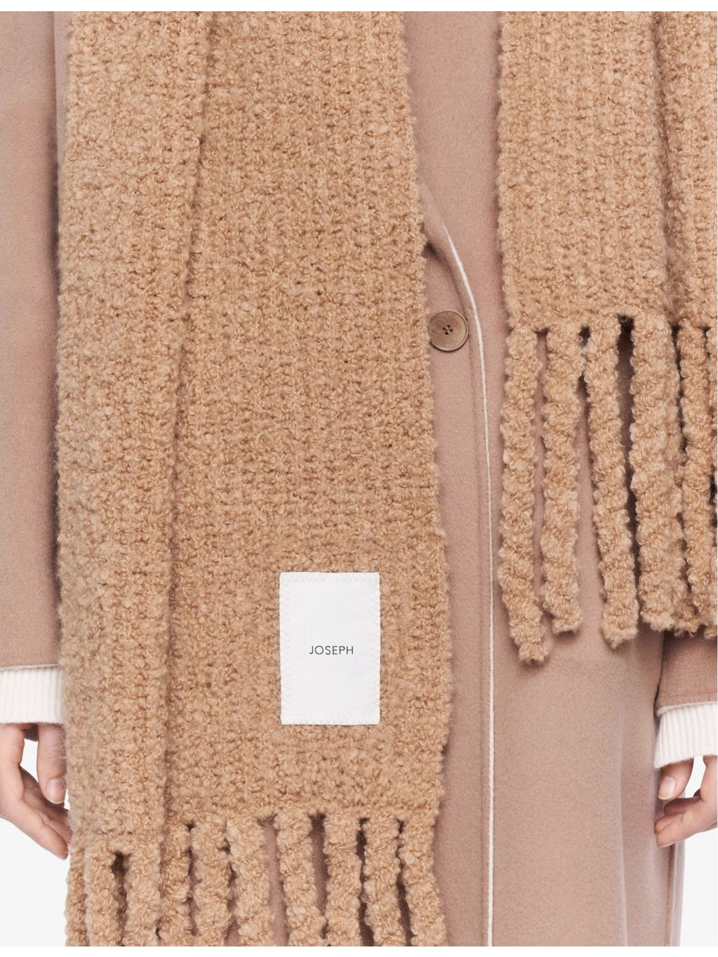 Joseph bouclé wool-blend knitted scarf 205 x 40cm (British brand)