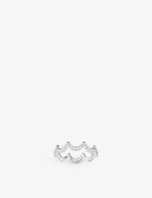 APM Monaco Wavy Sterling Silver and Cubic Zirconia Ring