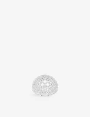 APM Monaco Maille Rivet Sterling Silver and Cubic Zirconia Ring
