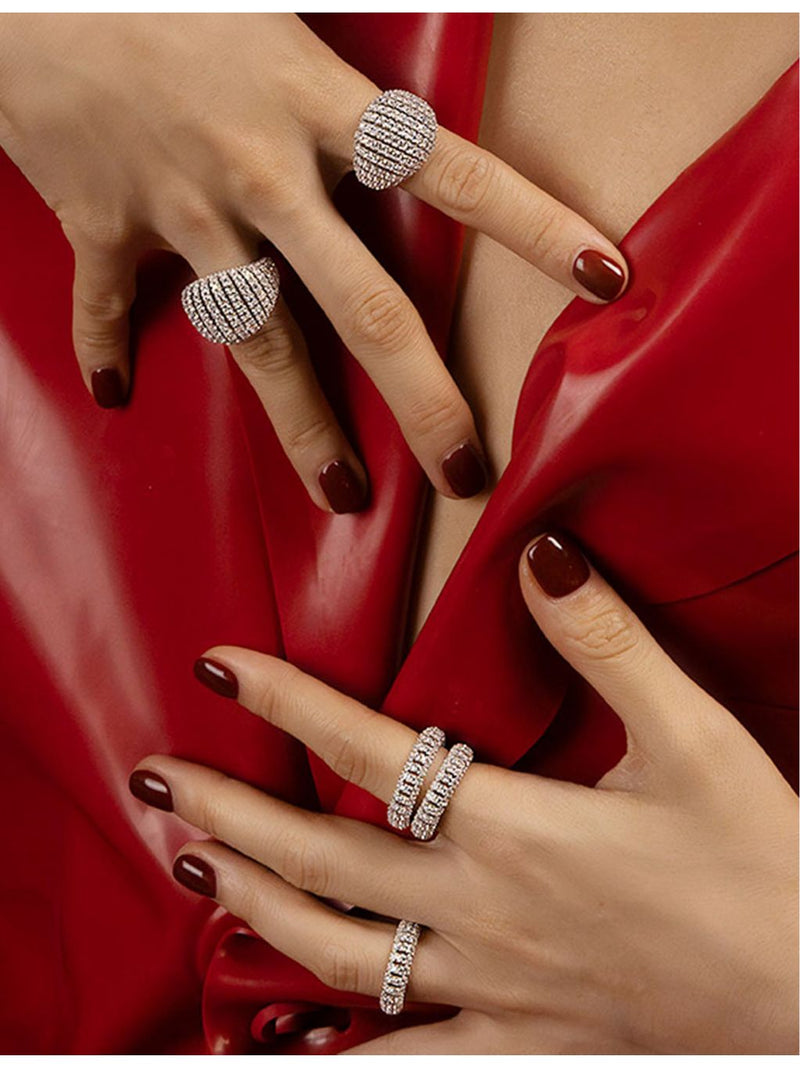 APM Monaco pavé ring sterling silver cubic zirconia, imported from the UK