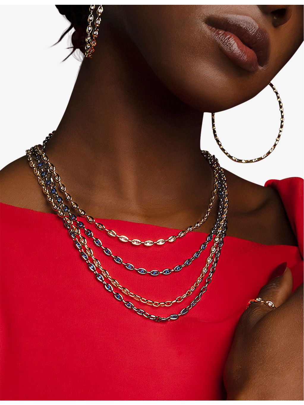 APM Monaco Hiver 18ct gold-plated cubic zirconia necklace (British brand)