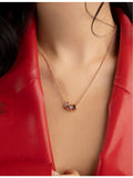 APM Monaco rose gold-plated pendant necklace with cubic zirconia, imported from the UK