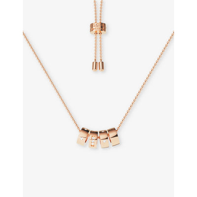 selfridges APM Monaco LOVE Morse Code 18ct Rose Gold-Plated Alloy and Cubic Zirconia Pendant Necklace- Buy online at McGrocer