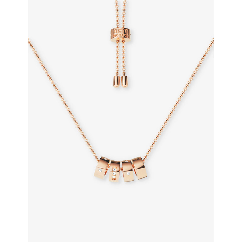 APM Monaco rose gold-plated pendant necklace with cubic zirconia, imported from the UK