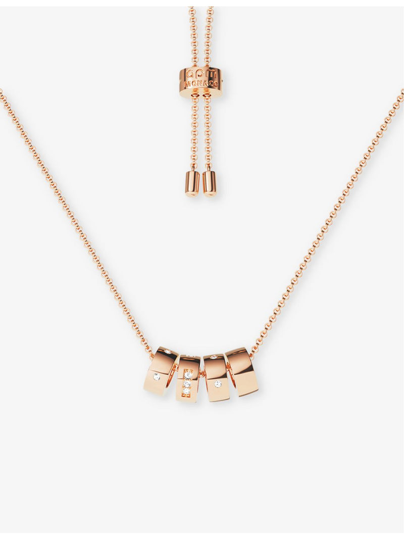 APM Monaco rose gold-plated pendant necklace with cubic zirconia, imported from the UK