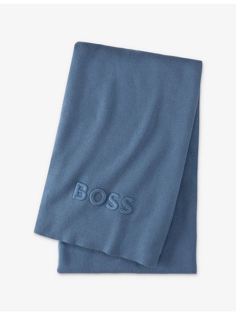 BOSS knitted throw logo-embroidered 170cm x 130cm, UK version