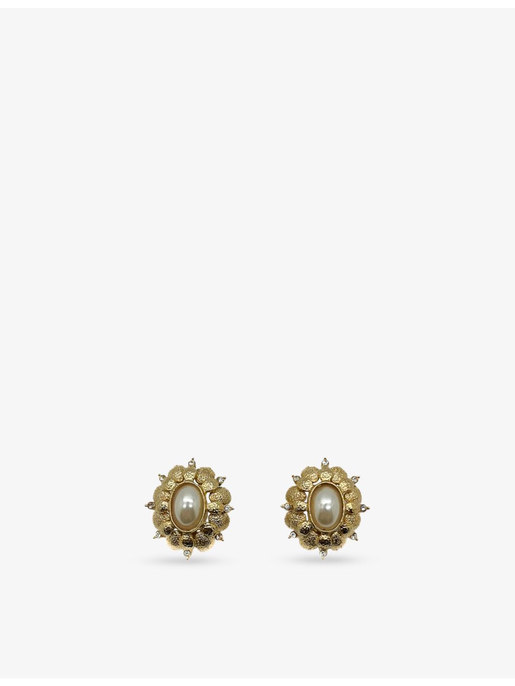 JGJ oval gold-plated faux-pearl clip-on earrings 3.3cm, imported from the UK