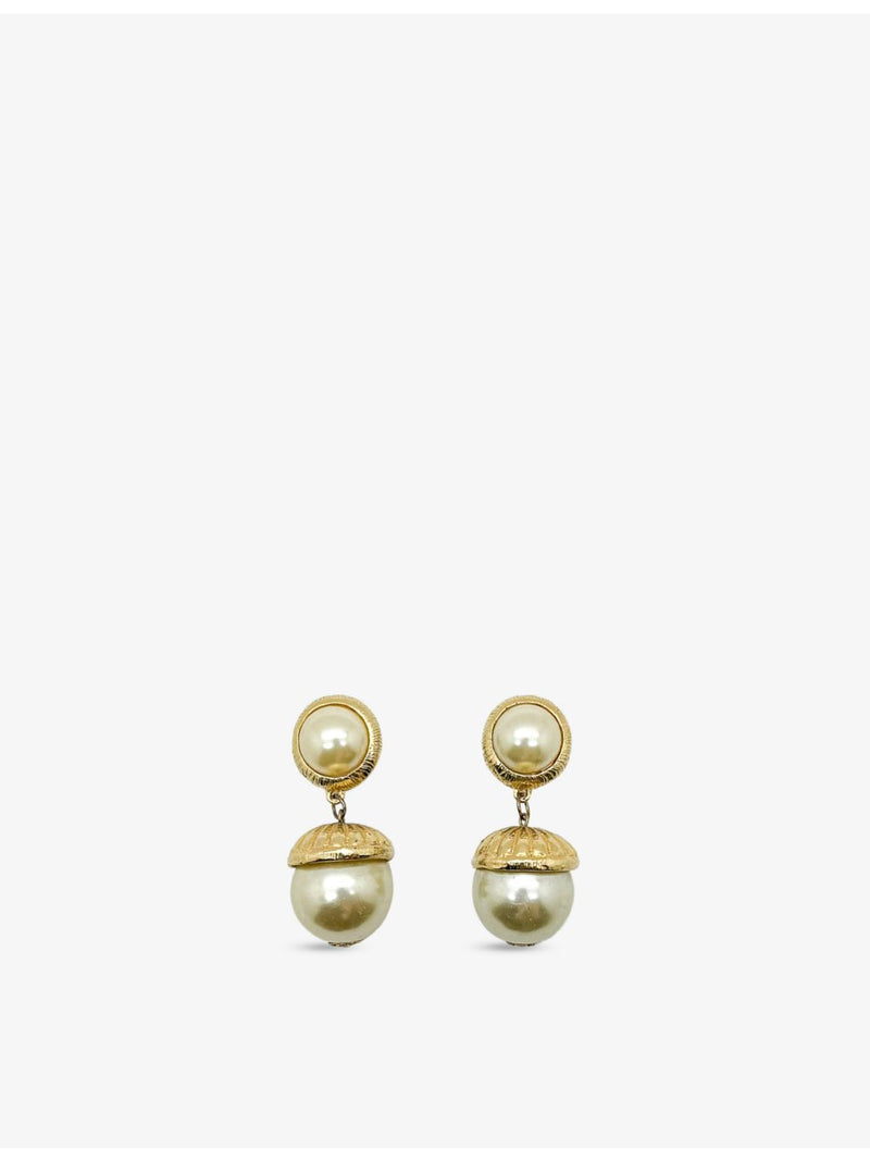 JGJ gold-plated drop earrings with faux pearl, UK version